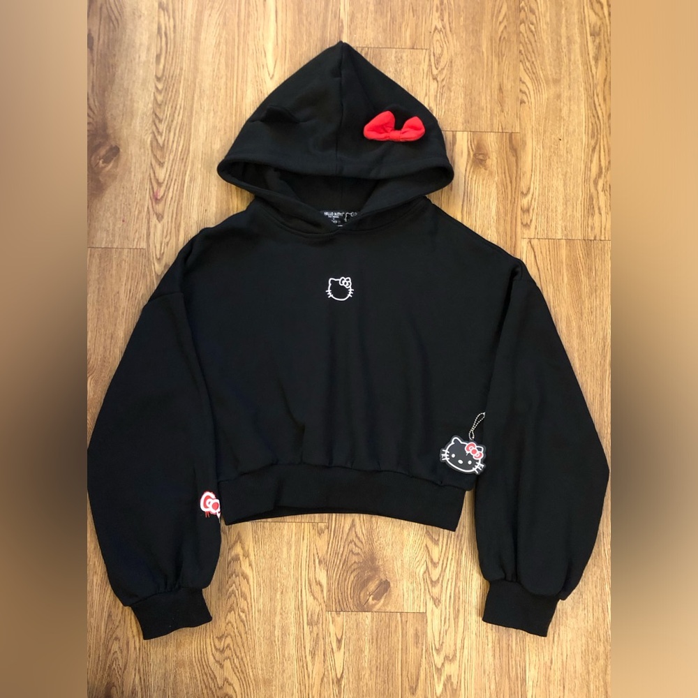 Hello Kitty Women's Cropped Hoodie black (sz L)